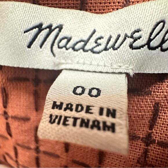 Madewell Jacquard Puff Short Sleeve Top 2022 Micro Cross Shirt N1350  Size 00 - Picture 10 of 16